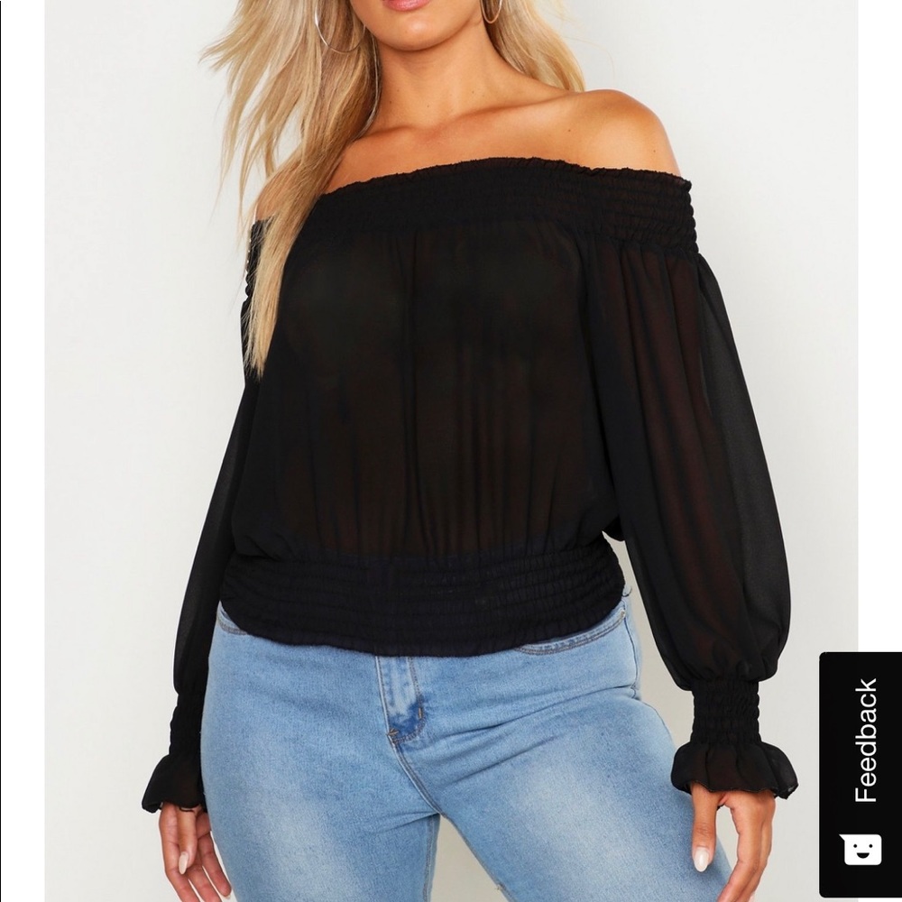Boohoo off the shoulder top